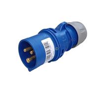 SPINA INDUSTRIALE VOLANTE 230V CEE 6H 2P + T 16A IP44 per esterno impermeabile blu