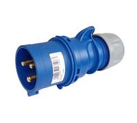 SPINA INDUSTRIALE VOLANTE 230V CEE 6H 2P + T 32A IP44 per esterno impermeabile blu