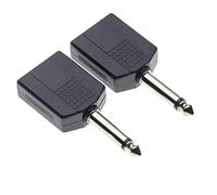 Spina jack mono da 6,35 mm a 2 prese jack mono da 6,35 mm gemelle Adattatore doppio mono 1/4 Y, Confezione da 2