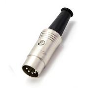Spina maschio DIN per hardware della tastiera, connettore a 5 pin con guscio argento e manicotto nero, accessorio per strumentisti cavo tastiera audio