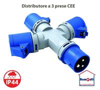 SPINA PRESA ADATTATORE VOLANTE Moltiplicatore INDUSTRIALE IT DE CE 220V 16A IP44