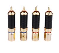 Spina RCA HIFI da 4 Pezzi Adattatore Connettore Cavo Jack RCA Placcato nel Oro 24K nel Fibra di Carbonio di Alta Qualità