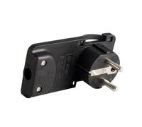 Spina Schuko Piatta Salvaspazio 16A 250V, Uscita Cavo a 90 Gradi, Design Ultrapiatto e Compatto per Spazi Stretti, Dimensioni 95x48mm (Nero)