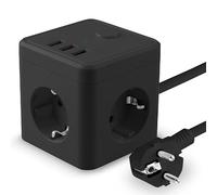 Spina Schuko tripla con presa di terra e 2 porte USB. Ideale per caricare in modo sicuro ed efficiente i tuoi dispositivi elettronici ed elettrodomestici in qualsiasi casa.