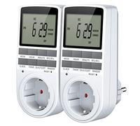 Spina timer, connettore con timer digitale con 10 programmi ON-OFF e modalità casuale, timer plug-in con grande schermo a LED per illuminazione interna ed elettrodomestici (16 A/3680 W, 2 confezioni)