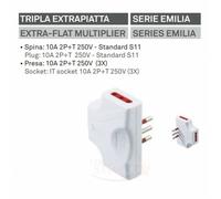 SPINA TRIPLA PIATTA RIDUTTORE SPINA 10A 3 PRESE 250V SALVASPAZIO EXTRAPIATTTA