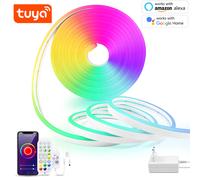 Spina UE DC12V-24V RGB Neon LED Strip 1/2/3/4/5/10/15M WiFi Neon RGB Strip Funziona con Tuya/Smart Life per la casa Decorazione al neon illuminazione