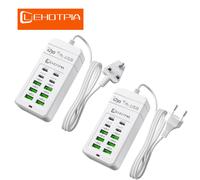 Spina UE UK US Adattatore di alimentazione caricatore USB rapido multiplo Cavo di prolunga da 1,2 m 6 USB-A 4 USB-C portatile per presa USB per telefono cellulare