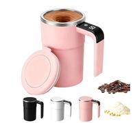 Spinbrew Mug,Self-Stirring Magnetic Coffee Cup with Temp Display,Leak-Proof Lid, Non-Slip Base Rechargeable Stainless Steel Coffee, Soy Milk And Milk Powder Mixing Cup (Pink)