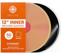 SPINCARE Dynamic 50x Buste Interne Antistatiche 33 Giri per Vinili | Per LP Singoli e Doppi da 12" | HDPE Antistatico | Design Arrotondato | Qualità Archivistica