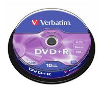 Verbatim 10 DVD+R Matt Silver AZO 4.7GB 16x in Spindle - 43498