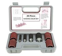 Spindle Sanding Drum Sander Kit 20pcs | Auto - Expanding Rubber Drums 1/2" to 1-1/2" | Drill Press & Turning Tool Accessories for Woodworking/DIY | 80 & 120 Grit with Case
