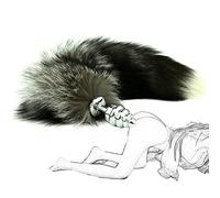 Spine anali in acciaio inossidabile Palle anali con coda di volpe artificiale Dildo erotico anale spina di aggancio Stimolazione della prostata punto G Dilatatore anale SM Gioco di ruolo(L)