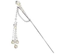 spine in metallo vintage, forchette per capelli cl Forcina for capelli con nappa in stile antico cinese, stile super fatato, stile Hanfu, elegante chignon classico(Silver)