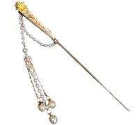 spine in metallo vintage, forchette per capelli cl Forcina for capelli con nappa in stile antico cinese, stile super fatato, stile Hanfu, elegante chignon classico(Golden)