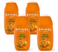 Spinel Soda, sciroppo con vitamine, senza zuccheri aggiunti, 4 x 65 ml, per un massimo di 40 l di bevanda pronta, set con 4 sciroppi (Arancia)