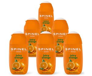Spinel Soda, sciroppo con vitamine, senza zuccheri aggiunti, 6 x 65 ml, per un massimo di 60 l di bevanda pronta, set con 6 sciroppi (Arancia)