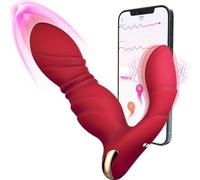 Spingendo prostata massaggiatore maschio giocattoli sessuali per gli uomini - 3IN1 prostata giocattolo con 9 spingendo anale giocattoli & 9 Clit/P punti modalità (Red)