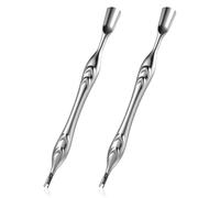 Spingi cuticole 2 in 1 per rimuovere cuticole e cuticole, antiscivolo, con forchetta in acciaio inox, per rimuovere cuticole e pelle morta, pratico strumento per nail art, manicure, pedicure, unghie