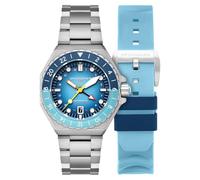 Spinnaker Dumas GMT SP-5119 - Orologio automatico da uomo con cinturino in acciaio inossidabile massiccio, 43 mm, Blu oceano, Bracciale