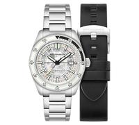 Spinnaker Fleuss SP-5118 - Orologio automatico da uomo con cinturino in acciaio inossidabile massiccio, 43 mm, Bianco brillante, Bracciale