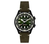 Spinnaker Mens 42mm Bradner Automatic Military Green 3 Hands Watch with Genuine Leather Strap SP-5062-04