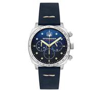 Spinnaker Mens 42mm Hull Chronograph Lapis Meca-Quartz Watch with Genuine Leather Strap SP-5068-03