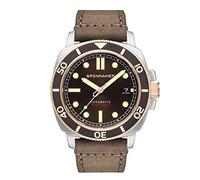 Spinnaker Mens 42mm Hull Diver Automatic Cognac Brown 3 Hands Watch with Genuine Leather Strap SP-5088-04