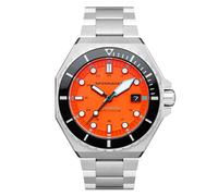 Spinnaker Mens 44mm Dumas Automatic Tangerine 3 Hands Watch with Solid Stainless Steel Bracelet SP-5081-BB