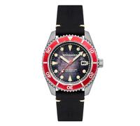 Spinnaker Mens 44mm Wreck Automatic Distressed Black 3 Hands Watch with Genuine Leather Strap SP-5089-01