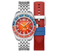 Spinnaker Fleuss GMT SP-5120 - Orologio automatico da uomo, 43 mm, con cinturino in acciaio inox massiccio, Arancione bruciato, Bracciale