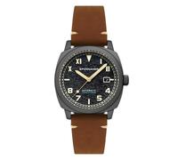 Spinnaker Orologio Automatico da Uomo Hull California - Cassa in Acciaio Inossidabile 316L da 42 mm, Movimento Giapponese, Cinturino in Vera Pelle, Resistenza all'Acqua 10 ATM, Nero - SP-5071-03