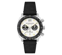 Spinnaker Orologio cronografo da uomo con scafo da 42 mm con cinturino in pelle SP-5068, Panda Bianco, Cinturino