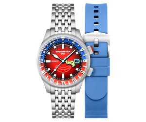 Spinnaker Orologio da polso da uomo 42 mm Bradner GMT automatico Spongebob Schwammkopf Bubbly Grins Limited Edition Mr. Krabs Red con cinturino in acciaio inossidabile massiccio SP-5162-22, Mr. Krabs