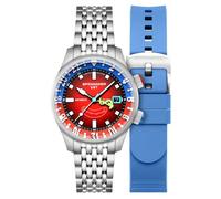 Spinnaker Orologio da uomo 42 mm Bradner GMT automatico Spongebob Squarepants Bubbly Grins edizione limitata Mr. Krabs rosso con cinturino in acciaio inossidabile massiccio SP-5162-22, Mr. Krabs Rosso