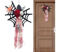 Spinnendekoration - Gruselige Requisiten Mit Spinne Und Schädel | Horror Halloween Deko Für Haus Tür Fenster Wand, Schaurige Dekoration Für Halloween Party Fest, Realistische Spinnenfigur Mit Totenkop