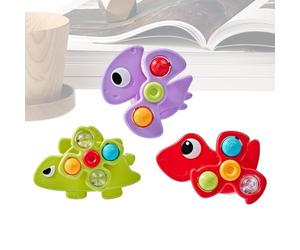 Spinner A 3 Pezzi Dinosauro Rotante Con Coppa Aspirante Educativo | Giocattoli Rotanti a per Bambini Per Bambini, Bambine, Bagnetto, Dentizione, Casa, Bagno, Viaggio, Tavolo E Seggiolone
