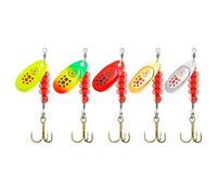 Spinner Baits - 5 Piece Artificial Fishing Lure Kit, Multi Color Jigs, Resistant Hooks, Lifelike Action Bait Set | Compact Storage Box For Freshwater, Saltwater, Bass, Trout, Outdoor Angling