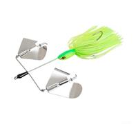 Spinnerbait - Esca per pesca d'acqua dolce, 24 g, 15 cm, progettata per spigola, luccio, muschiato e testa di serpente, con effetto rumore e flash (verde e giallo)