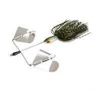 Spinnerbait - Esca per pesca d'acqua dolce, 24 g, 15 cm, progettata per spigola, luccio, muschiato e testa di serpente, con effetto rumore e flash (marrone) verde