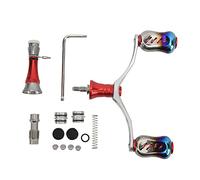 Spinning Double Reel Handle Aluminum Alloy Fishing Rocker Handle DIY Fishing Reel Balancer Set for Outdoor (Red)