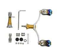 Spinning Double Reel Handle Aluminum Alloy Fishing Rocker Handle DIY Fishing Reel Balancer Set for Outdoor (Yellow)