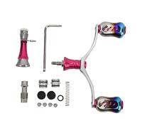 Spinning Double Reel Handle Aluminum Alloy Fishing Rocker Handle DIY Fishing Reel Balancer Set for Outdoor (Pink)