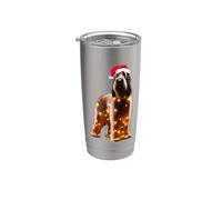 Spinone Italiano Cappello Babbo Natale Luci Natalizie Cane Proprietario Mamma Bicchiere termico in acciaio inox doppia parete