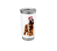 Spinone Italiano Cappello Babbo Natale Luci Natalizie Cane Proprietario Mamma Bicchiere termico in acciaio inox doppia parete
