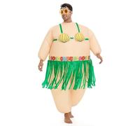 Spinosaurus Costume gonfiabile Luau Hula con gonna, costume divertente per feste a tema hawaiano, costume gonfiabile da spiaggia per adulti, Beige, Suitable height: 62-75 inch/5.24ft- 6.24 ft