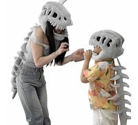 Spinosaurus Plush Dino Outfit, Dinosaur Costume-3D Skeleton Design, Halloween Realistic Dinosaur Skeleton Costume Set, Quick-Change, Machine Washable (75cm+116cm)