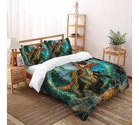 Spiny Dragon Set Di Biancheria Da Letto artee animalee Copripiumino 2 Pezzi Comfort in Cotone Per Coppia Adulti Doppia Con Cerniera E Federa Double（200x200cm）