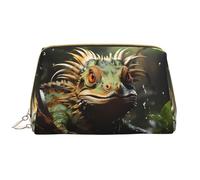 Spiny lucertole trousse da donna - grande capienza borsa cosmetica da viaggio in pelle PU custodia con cerniera organizer portatile ampio aperto, bianco, taglia unica