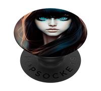 Spio con il mio occhio di gatto - Ritratto digitale Cat Girl PopSockets PopGrip Adesivo